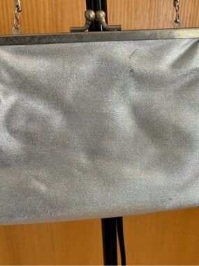 FREE with $15 purchase, Silver Satin Evening purse. New